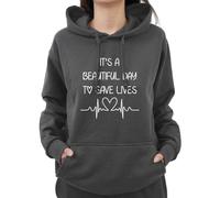 Graphic Impact Funny It's A Beautiful Day To Save Lives Nursing Nurse Kind Heart Cool Hoodie (Charcoal,XX-Large)