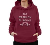 Graphic Impact Funny It's A Beautiful Day To Save Lives Nursing Nurse Kind Heart Cool Hoodie (Wine,XX-Large)
