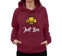 Graphic Impact Funny Just Bee Funky Honey Bee Novelty Print Be In The Moment Theme Print For Kids Teen Adults Unisex Hoodie(2XS, Wine, 9_11 Years)