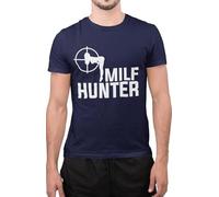Graphic Impact Funny Milf Hunter Savage Stag Novelty Amazing T-Shirt (Medium, Navy)