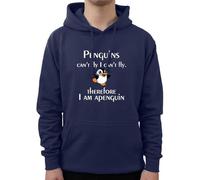 Graphic Impact Funny Penguins Cant Fly I Cant Fly Therefore I Am A Penguin Cute Animal Lovers Novelty Hood Kids Teen Adults Unisex Hoodie(XXL, Navy)