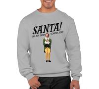 Graphic Impact Funny Santa Oh My God I Know Him! Christmas Funny Jumper Top Ugly Sweater (Grey, Small)