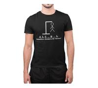 Graphic Impact Funny Sometimes Alcohol is The Answer Party Man Top T-Shirt (Black, Large)