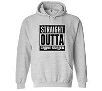 Graphic Impact Funny Straight Outta Grove Street Sarcastic Arcade Video Game Hood Gaming Lovers Gamers Kids Teen Adults Unisex Hoodie(L, Grey)