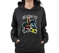 Graphic Impact Funny Video Game Controller Freak Sarcastic Gaming Lovers Gift Gamers Kids Adults Unisex Hoodie(L, Black)