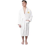 Graphic Impact gi Crown Custom Text Chest Embroidery Unisex Cotton Terry Bathrobe (White, L-XL)
