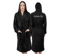 Graphic Impact gi Custom Text Back Embroidery Unisex Cotton Terry Bathrobe (Black, L-XL)