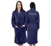Graphic Impact gi Custom Text Back Embroidery Unisex Cotton Terry Bathrobe (Navy, L-XL)