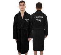 Graphic Impact gi Custom Text Chest and Back Embroidery Unisex Cotton Terry Bathrobe (Black, S-M)