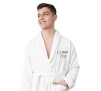 Graphic Impact gi Custom Text Chest Embroidery Unisex Cotton Terry Bathrobe (White, S-M)
