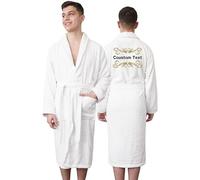 Graphic Impact gi Personalised Back Desert Robe Unisex Egyptian Cotton Terry Toweling Bathrobe for Men and Women (White, S-M)