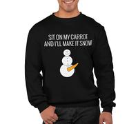 Graphic Impact gi Sit On My Carrot And I Will Make It Snow Unisex Christmas Sweatshirt For Adults Funny Ugly Rude Novelty Xmas Jumper Festive Sweater