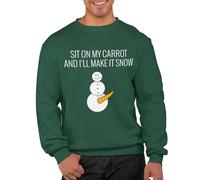 Graphic Impact gi Sit On My Carrot And I Will Make It Snow Unisex Christmas Sweatshirt For Adults Funny Ugly Rude Novelty Xmas Jumper Festive Sweater(Bottle Green, XXL)