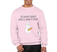 Graphic Impact gi Sit On My Carrot And I Will Make It Snow Unisex Christmas Sweatshirt For Adults Funny Ugly Rude Novelty Xmas Jumper Festive Sweater(Pink, L)