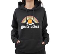 Graphic Impact Gude Vibes Funny Novelty Hoodie Rainbow Jumper Unisex Kawaii Personalised Outfit Custom Apparel(M,Black)