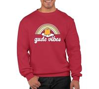 Graphic Impact Gude Vibes Funny Novelty Sweatshirt Rainbow Jumper Unisex Kawaii Personalised Outfit Custom Apparel(M,Red)