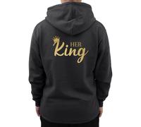 Graphic Impact Her King His Queen Matching Set Him And Her Unisex Hoodie Novelty Design Gift Idea Wife Husband Girlfriend Boyfriend Love Valentines Day Couples Matching Hoodies(Black,King,XL)
