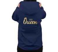 Graphic Impact Her King His Queen Matching Set Him And Her Unisex Hoodie Novelty Design Gift Idea Wife Husband Girlfriend Boyfriend Love Valentines Day Couples Matching Hoodies(Navy,Queen,L)