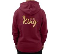 Graphic Impact Her King His Queen Matching Set Him And Her Unisex Hoodie Novelty Design Gift Idea Wife Husband Girlfriend Boyfriend Love Valentines Day Couples Matching Hoodies(Wine,King,S)