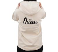 Graphic Impact Her King His Queen Matching Set Him And Her Unisex Hoodie Novelty Design Gift Idea Wife Husband Girlfriend Boyfriend Love Valentines Day Couples Matching Hoodies(Sand,Queen,L)