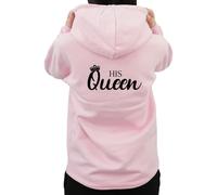 Graphic Impact Her King His Queen Matching Set Him And Her Unisex Hoodie Novelty Design Gift Idea Wife Husband Girlfriend Boyfriend Love Valentines Day Couples Matching Hoodies(Pink,Queen,M)