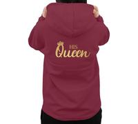 Graphic Impact Her King His Queen Matching Set Him And Her Unisex Hoodie Novelty Design Gift Idea Wife Husband Girlfriend Boyfriend Love Valentines Day Couples Matching Hoodies(Wine,Queen,S)