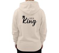Graphic Impact Her King His Queen Matching Set Him And Her Unisex Hoodie Novelty Design Gift Idea Wife Husband Girlfriend Boyfriend Love Valentines Day Couples Matching Hoodies(Sand,King,XXL)