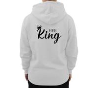 Graphic Impact Her King His Queen Matching Set Him And Her Unisex Hoodie Novelty Design Gift Idea Wife Husband Girlfriend Boyfriend Love Valentines Day Couples Matching Hoodies(HGrey,King,XL)