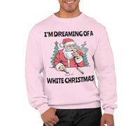 Graphic Impact High Stoner Santa Xmas Sweatshirt Funny Rude Ugly Matching Sweater Star For Adults Unisex Novelty Christmas Jumper Day Novelty Sweat Pullover(Pink, XXL)