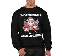 Graphic Impact High Stoner Santa Xmas Sweatshirt Funny Rude Ugly Matching Sweater Star For Adults Unisex Novelty Christmas Jumper Day Novelty Sweat Pullover(Black, S)