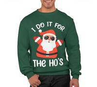 Graphic Impact I Do It For The Hos Cute Sweatshirt Adults Ugly Xmas Jumper Day Funny Rude Sexy Matching Pullover Collection Star Sweater for Men Women(Bottle Green, XL)