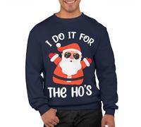 Graphic Impact I Do It For The Hos Cute Sweatshirt Adults Ugly Xmas Jumper Day Funny Rude Sexy Matching Pullover Collection Star Sweater for Men Women(Navy, XL)