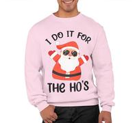Graphic Impact I Do It For The Hos Cute Sweatshirt Adults Ugly Xmas Jumper Day Funny Rude Sexy Matching Pullover Collection Star Sweater for Men Women(Pink, M)