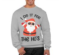 Graphic Impact I Do It For The Hos Cute Sweatshirt Adults Ugly Xmas Jumper Day Funny Rude Sexy Matching Pullover Collection Star Sweater for Men Women(Heather Grey, M)