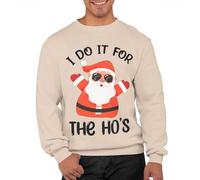 Graphic Impact I Do It For The Hos Cute Sweatshirt Adults Ugly Xmas Jumper Day Funny Rude Sexy Matching Pullover Collection Star Sweater for Men Women(Sand, S)
