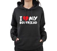Graphic Impact I Love My Boyfriend Adorable Hoodie Heart BF Design Personalised Hooded Sweater Custom Jumper(XL,Black)