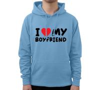 Graphic Impact I Love My Boyfriend Adorable Hoodie Heart BF Design Personalised Hooded Sweater Custom Jumper(M,Sky Blue)