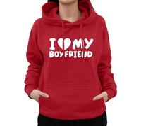 Graphic Impact I Love My Boyfriend Adorable Hoodie Heart BF Design Personalised Hooded Sweater Custom Jumper(M,Red)