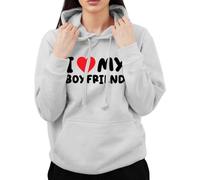 Graphic Impact I Love My Boyfriend Adorable Hoodie Heart BF Design Personalised Hooded Sweater Custom Jumper(S,Sports Grey)