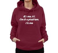 Graphic Impact I'm The Problem It's Me Slogan Hoodie Novelty Jumpers Personalised Hooded Sweater Unisex Gifts for Her or Him(M,Wine)