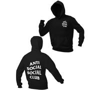 Graphic Impact Inspired Anti Social Social Club Printed Hooded Retro Hoodie (UK, Alpha, XXL, Regular, Regular) Black