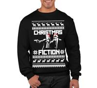 Graphic Impact Inspired Fiction Retro Movie Theme Santa Hat Xmas Reindeer Ugly Christmas Xmas Sweatshirt Sweater Christmas Jumper (Black, Medium)