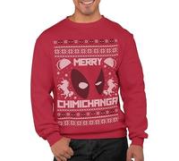 Graphic Impact Inspired Fictional Red Pool Character Merry Chimichanga Ugly Christmas Theme Xmas Jumper Xmas Sweatshirt Adults Unisex Sweater Christmas Jumper (Large, Red)