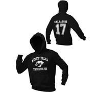 Graphic Impact Inspired Funny Mystic Vampires Hoodies - Mystic Falls Salvatore 17 Hooded Sweatshirt (Black, Large)