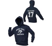 Graphic Impact Inspired Funny Mystic Vampires Hoodies - Mystic Falls Salvatore 17 Hooded Sweatshirt (Navy Blue, Xlarge)