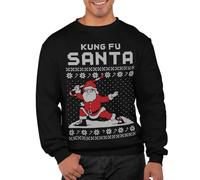 Graphic Impact Inspired Funny Panda Ninja Lovers Ugly Christmas Xmas Gift For Kids Teen Adults Unisex Sweater Jumper (Black, Large)