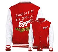 Graphic Impact Inspired Funny Should I Stay Or Should I Eggo Retro Varsity Jacket
