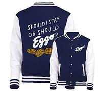 Graphic Impact Inspired Funny Should I Stay Or Should I Eggo Retro Varsity Jacket