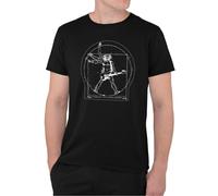 Graphic Impact Inspired Leonardo Da Vinci Guitarist Guitar Lovers T-Shirt (Black, XLarge)