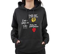 Graphic Impact Inspired Lucky Me I See Ghost Hip Hop Rap Music Lovers Lyrics Quote Novelty Hood For Kids Teen Adults Unisex Hoodie(M, Black)